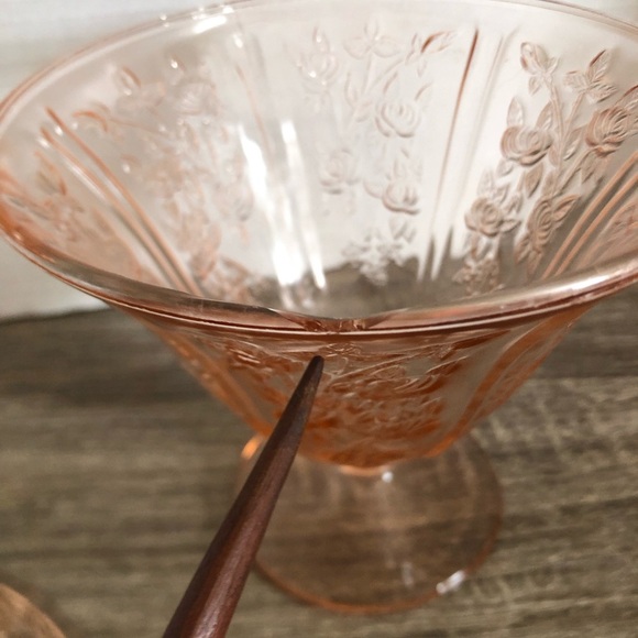 Vtg Federal Glass Pink Sharon Cabbage Rose Covered Candy Dish - Picture 9 of 14